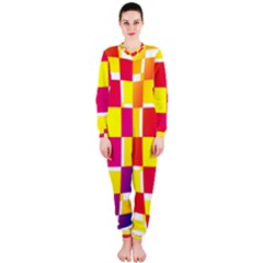 Squares Colored Background Onepiece Jumpsuit (ladies)  by Simbadda