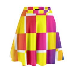 Squares Colored Background High Waist Skirt by Simbadda