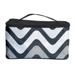 Shades Of Grey And White Wavy Lines Background Wallpaper Cosmetic Storage Case by Simbadda