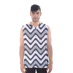 Shades Of Grey And White Wavy Lines Background Wallpaper Men s Basketball Tank Top by Simbadda