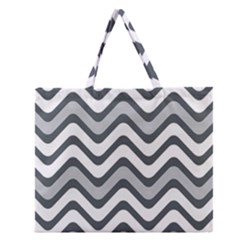 Shades Of Grey And White Wavy Lines Background Wallpaper Zipper Large Tote Bag by Simbadda