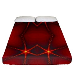 Impressive Red Fractal Fitted Sheet (queen Size) by Simbadda