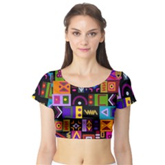 Abstract A Colorful Modern Illustration Short Sleeve Crop Top (tight Fit) by Simbadda