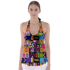 Abstract A Colorful Modern Illustration Babydoll Tankini Top by Simbadda