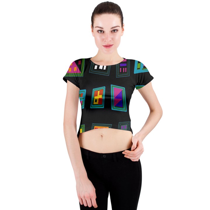 Abstract A Colorful Modern Illustration Crew Neck Crop Top