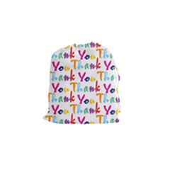 Wallpaper With The Words Thank You In Colorful Letters Drawstring Pouches (small)  by Simbadda