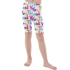 Wallpaper With The Words Thank You In Colorful Letters Kids  Mid Length Swim Shorts by Simbadda