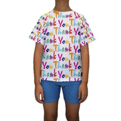 Wallpaper With The Words Thank You In Colorful Letters Kids  Short Sleeve Swimwear by Simbadda