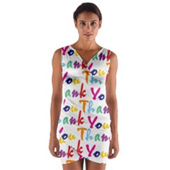 Wallpaper With The Words Thank You In Colorful Letters Wrap Front Bodycon Dress by Simbadda