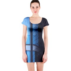 Modern Office Window Architecture Detail Short Sleeve Bodycon Dress by Simbadda