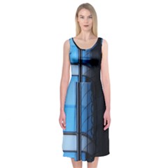 Modern Office Window Architecture Detail Midi Sleeveless Dress by Simbadda