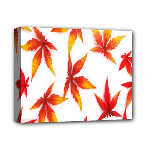 Colorful Autumn Leaves On White Background Deluxe Canvas 14  X 11  by Simbadda