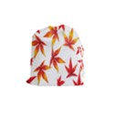 Colorful Autumn Leaves On White Background Drawstring Pouches (Medium)  View1