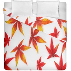 Colorful Autumn Leaves On White Background Duvet Cover Double Side (king Size) by Simbadda