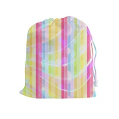 Colorful Abstract Stripes Circles And Waves Wallpaper Background Drawstring Pouches (extra Large) by Simbadda