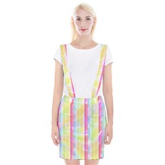 Colorful Abstract Stripes Circles And Waves Wallpaper Background Suspender Skirt by Simbadda