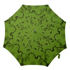 Abstract Green Background Natural Motive Hook Handle Umbrellas (medium) by Simbadda