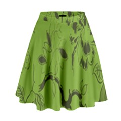 Abstract Green Background Natural Motive High Waist Skirt by Simbadda