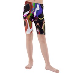 Colourful Abstract Background Design Kids  Mid Length Swim Shorts by Simbadda