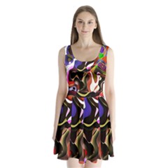 Colourful Abstract Background Design Split Back Mini Dress  by Simbadda