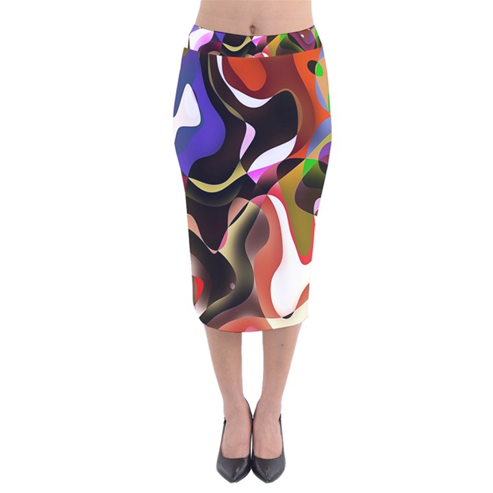 Colourful Abstract Background Design Velvet Midi Pencil Skirt