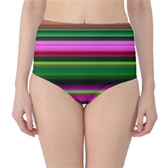 Multi Colored Stripes Background Wallpaper High-waist Bikini Bottoms by Simbadda