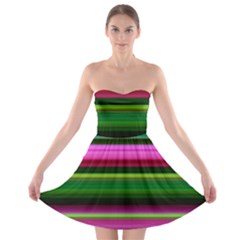 Multi Colored Stripes Background Wallpaper Strapless Bra Top Dress by Simbadda