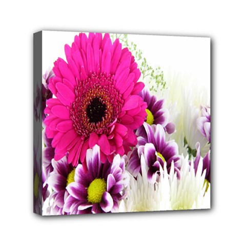 Pink Purple And White Flower Bouquet Mini Canvas 6  X 6  by Simbadda