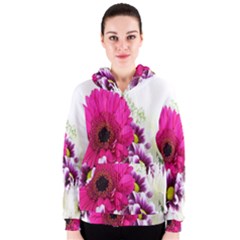 Pink Purple And White Flower Bouquet Women s Zipper Hoodie by Simbadda