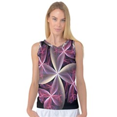 Pink And Cream Fractal Image Of Flower With Kisses Women s Basketball Tank Top by Simbadda