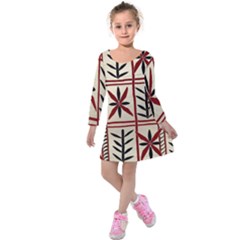 Abstract A Colorful Modern Illustration Pattern Kids  Long Sleeve Velvet Dress