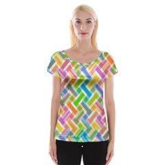 Abstract Pattern Colorful Wallpaper Background Women s Cap Sleeve Top