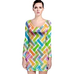 Abstract Pattern Colorful Wallpaper Background Long Sleeve Velvet Bodycon Dress