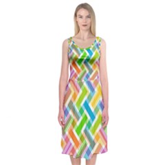 Abstract Pattern Colorful Wallpaper Background Midi Sleeveless Dress