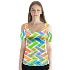 Abstract Pattern Colorful Wallpaper Background Butterfly Sleeve Cutout Tee 