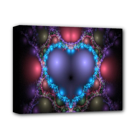 Blue Heart Fractal Image With Help From A Script Deluxe Canvas 14  x 11 