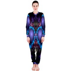 Blue Heart Fractal Image With Help From A Script OnePiece Jumpsuit (Ladies) 