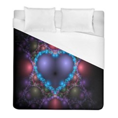 Blue Heart Fractal Image With Help From A Script Duvet Cover (Full/ Double Size)