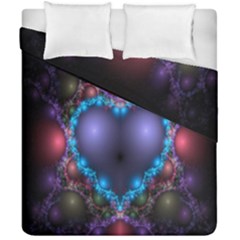 Blue Heart Fractal Image With Help From A Script Duvet Cover Double Side (California King Size)