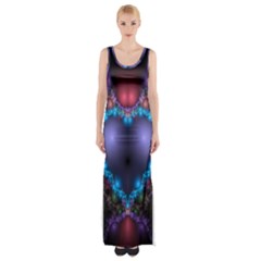 Blue Heart Fractal Image With Help From A Script Maxi Thigh Split Dress