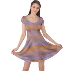 Brick Wall Squared Concentric Squares Cap Sleeve Dresses by Simbadda