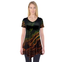 Abstract Glowing Edges Short Sleeve Tunic 