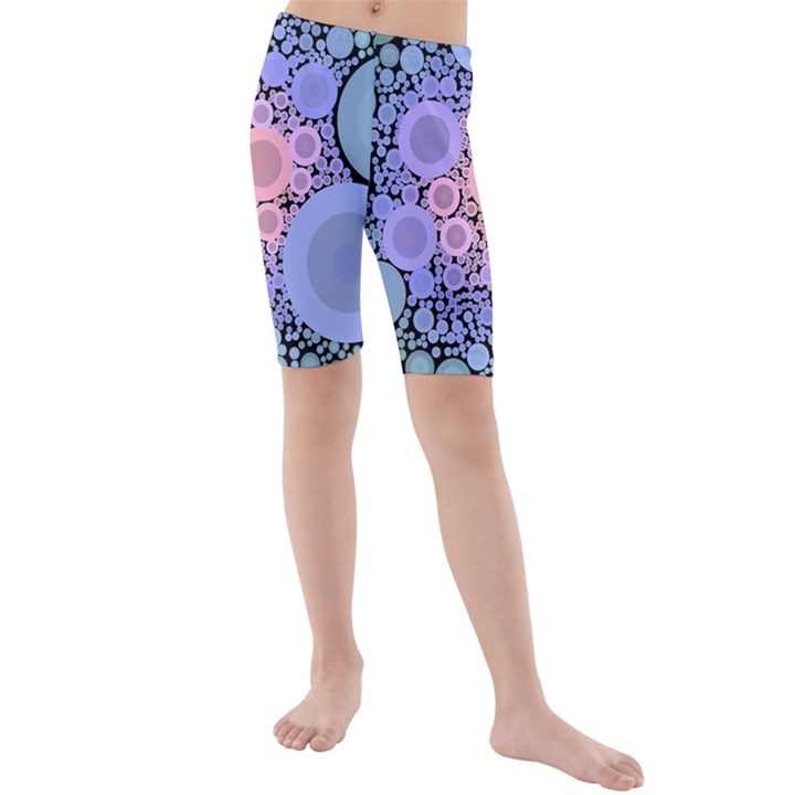 An Abstract Background Consisting Of Pastel Colored Circle Kids  Mid Length Swim Shorts