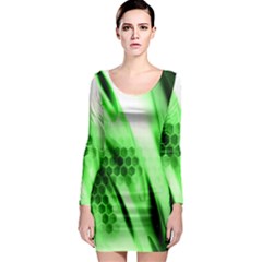 Abstract Background Green Long Sleeve Bodycon Dress by Simbadda