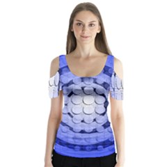 Abstract Background Blue Created With Layers Butterfly Sleeve Cutout Tee 