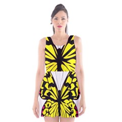 Yellow A Colorful Butterfly Image Scoop Neck Skater Dress