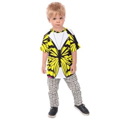 Yellow A Colorful Butterfly Image Kids  Raglan Tee