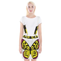 Yellow A Colorful Butterfly Image Suspender Skirt