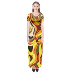 Colourful Abstract Background Design Short Sleeve Maxi Dress