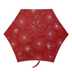 Floral Spirals Wallpaper Background Red Pattern Mini Folding Umbrellas by Simbadda